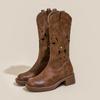Embroidered Retro Western Cowboy Boots Hollow Summer Thin Boots Women's Summer Breathable Fashion Boots Medium Tube Knight Boots