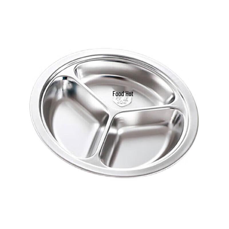 304 Stainless Steel Round Divided Lunch Plate
