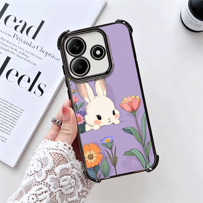 Cute Cartoon Bunny Rabbit Plating Phone Case For Xiaomi Redmi Note 14 15 Pro Plus 13 12 11 11S 11T 10 9S 9 5G Anti-Fall Airabag