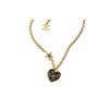 CHANEL 24P heart-shaped geometric pattern pendant metal necklace women's gold