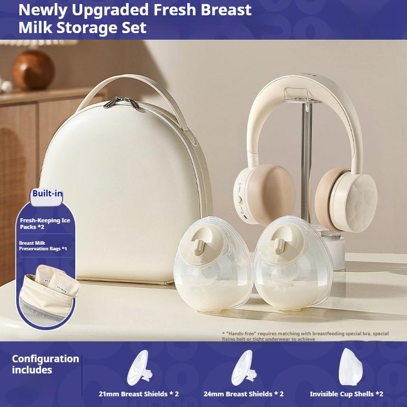Hand-free Bilateral Electric Breast Pump Automatic Hot Compress Portable Neck Milker