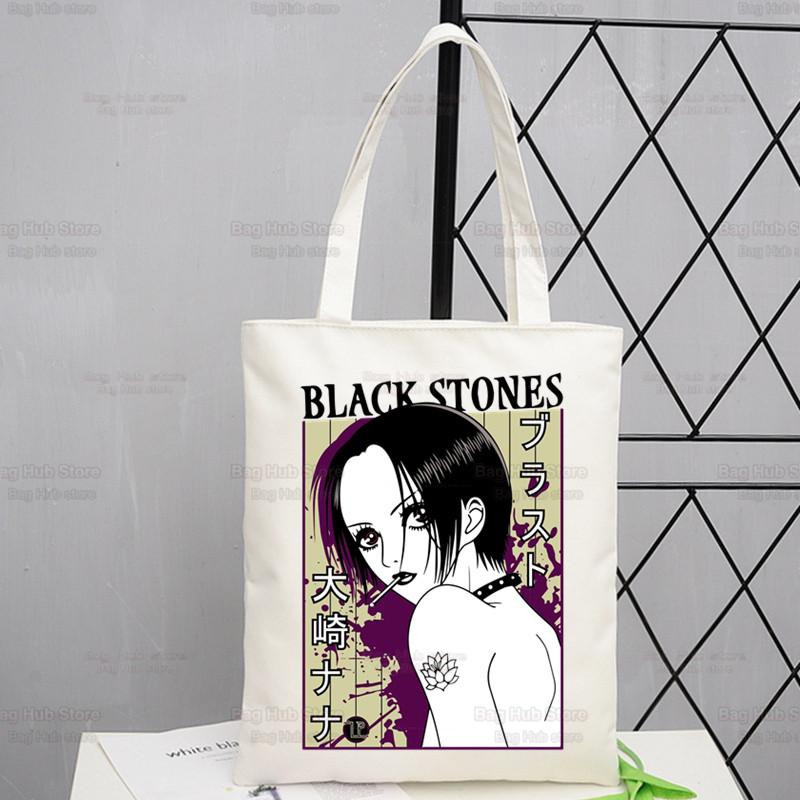 Nana Osaki Anime Women Package Canvas Bag Manga Komatsu Nana Handbags Shoulder Bags Casual Black Stones Shopping Girls Handbag