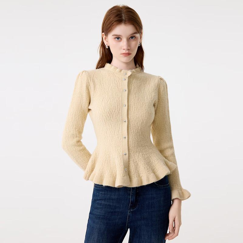 FivePlus Women's Frilled Collar Slim Knit Cardigan