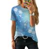 Damen Sommer T-Shirt Trend Blumendruck Retro Mode Kurzarm Tees Lässig Bedruckte Oberteile