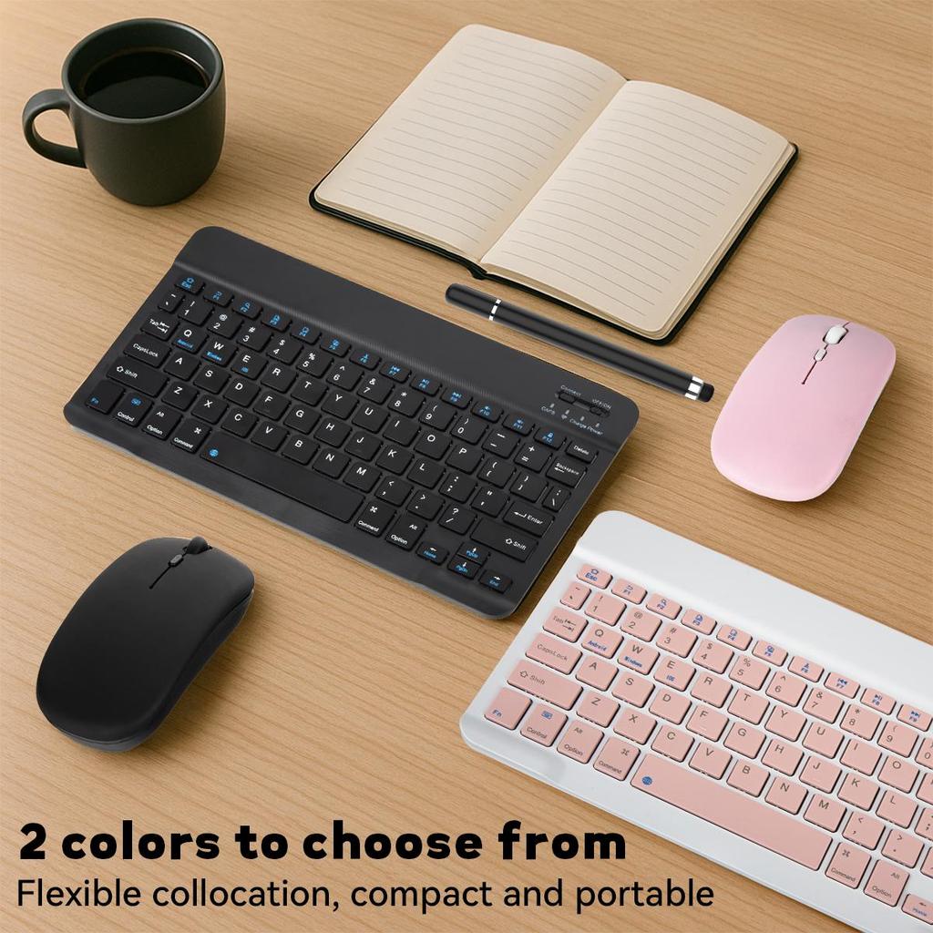 Rechargeable Bluetooth Keyboard Mouse Combo, 78 Keys US QWERTY, Ultra Slim, 10m Wireless Range, Silent Mouse