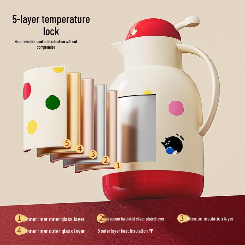 Portable Large Capacity Thermos Flask for Home & Dorm Use - Ideal for Hot Water and Tea