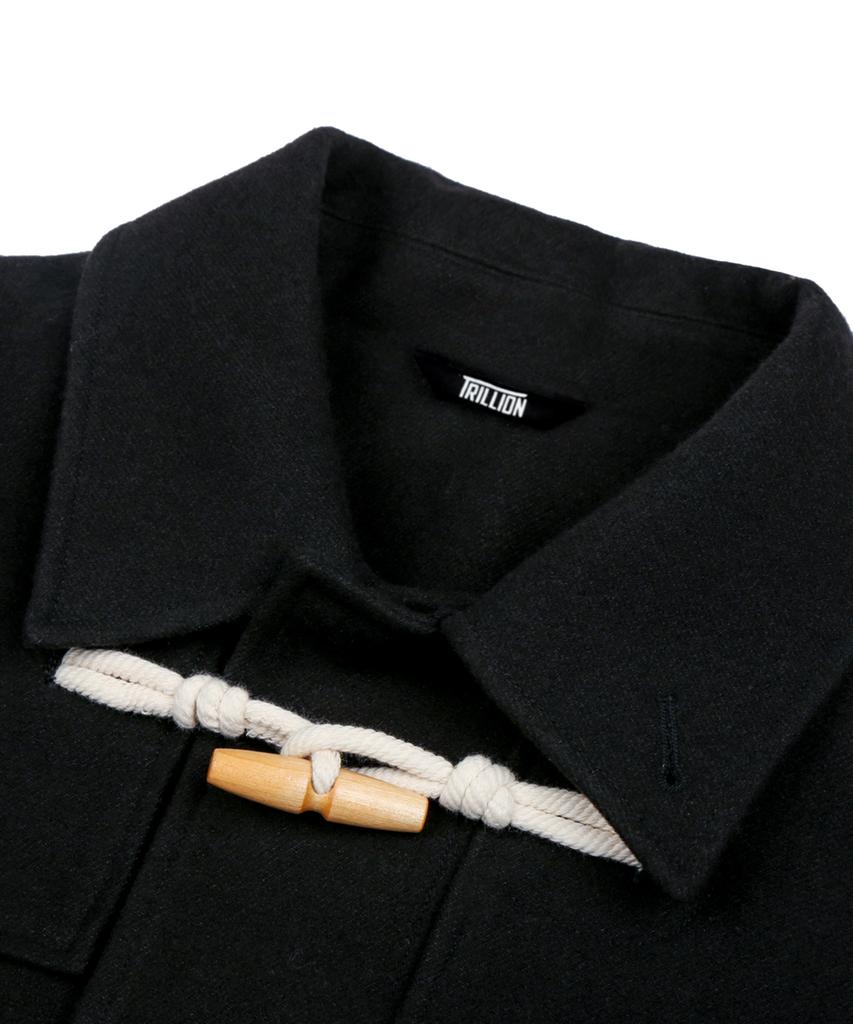 Trillion Unisex Balmacaan Duffle Long Coat (Black)