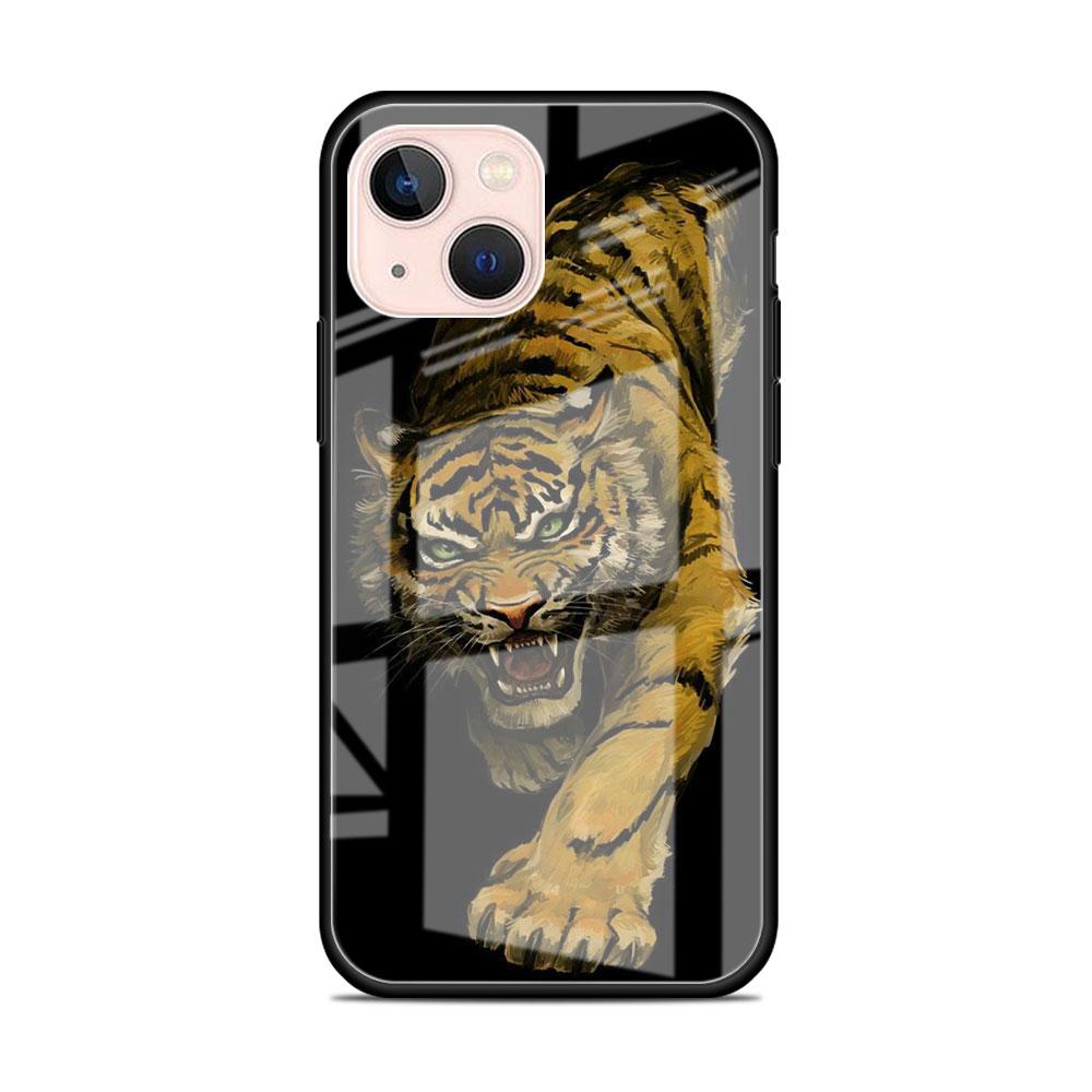 

Стеклянный чехол для Apple iPhone 14 13 Pro 11 12 7 8 Plus SE 2022 XR X XS Max 6 6S закаленный чехол для телефона с изображением тигра и животного iPhone 6 6S