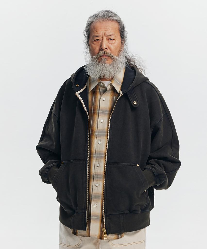 Frizmworks Vintage Dyeing Hood Zip Up Parka _ Black Brown