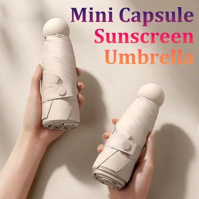 High Quality Mini Capsule Umbrella Ultralight Folding Sun Umbrella Protection Rain Dual Use Parasol Outdoor Summer