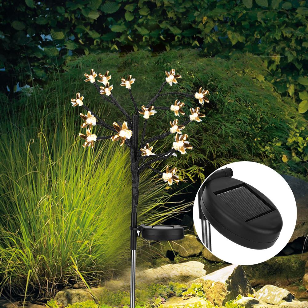 Solar Powered 20LED Lawn Light Warm Peach Tree Lamp for Outdoor Garden Road Courtyard