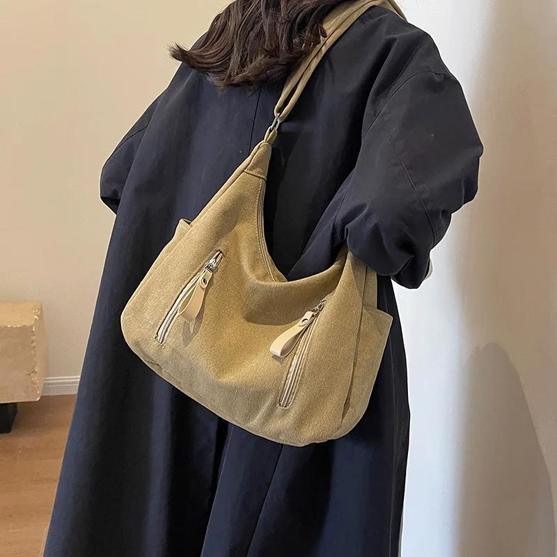 Retro Canvas Underarm Hobo Bag Women Shoulder Crossbody Bags New Commuting Versatile Simple Tote Bags Hand Bags for Women Bolsos