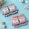 1 Pair Ages 6-10 Boys' & Girls' Gloves Cartoon Fox Half-Finger Winter Style Coffee Brown Stretch Gloves