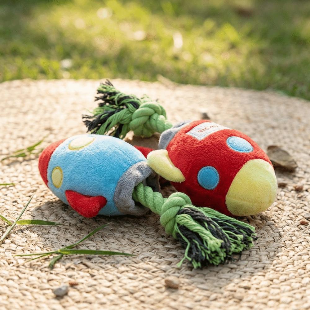 Plush Fabric Rope Knot Pet Toy Cotton Rope Knot Squeaky Chew Toy Space Pet Toy Home Entertainment