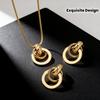 3pcs Set of Fashionable Metal Geometric Circle Women's Jewelry Set, Featuring a Simple and Exquisite Design with a Generous Vintage Style.