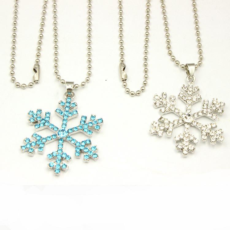 Frozen Snowflake Pendant Necklace With Crystal Finish For Travel And Holiday