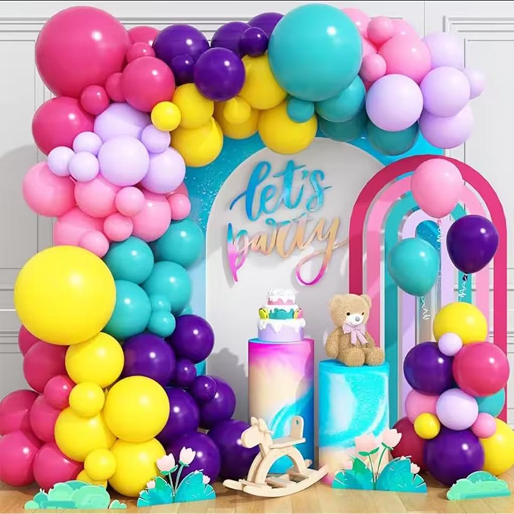 90pcs Pink Blue Purple Balloons Arch Kit, Rainbow Balloons for  Theme Birthday Wedding Party Decoration