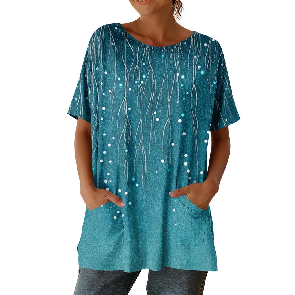Top casual da donna alla moda a maniche corte con stampa floreale
