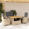 Vidaxl 4-Cz. Gartenmöbel-Set mit Kissen, Beige, Polyrattan