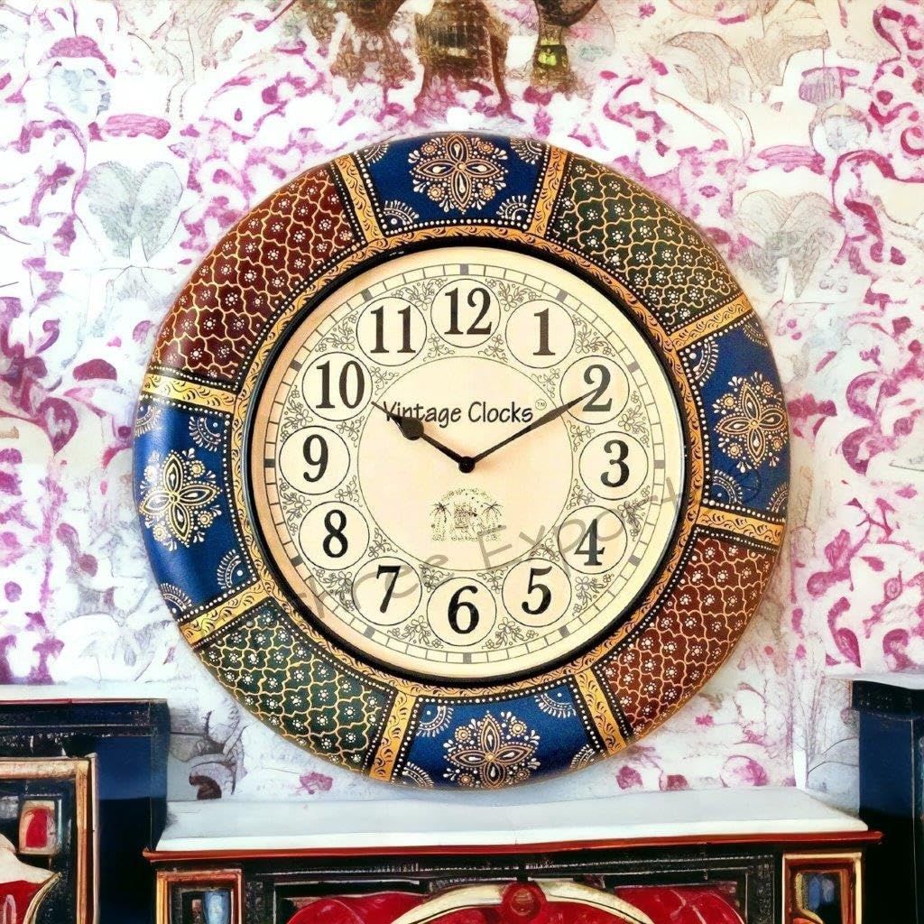 Handgjord väggklocka i trä / 16 tum (40 Cm'S)