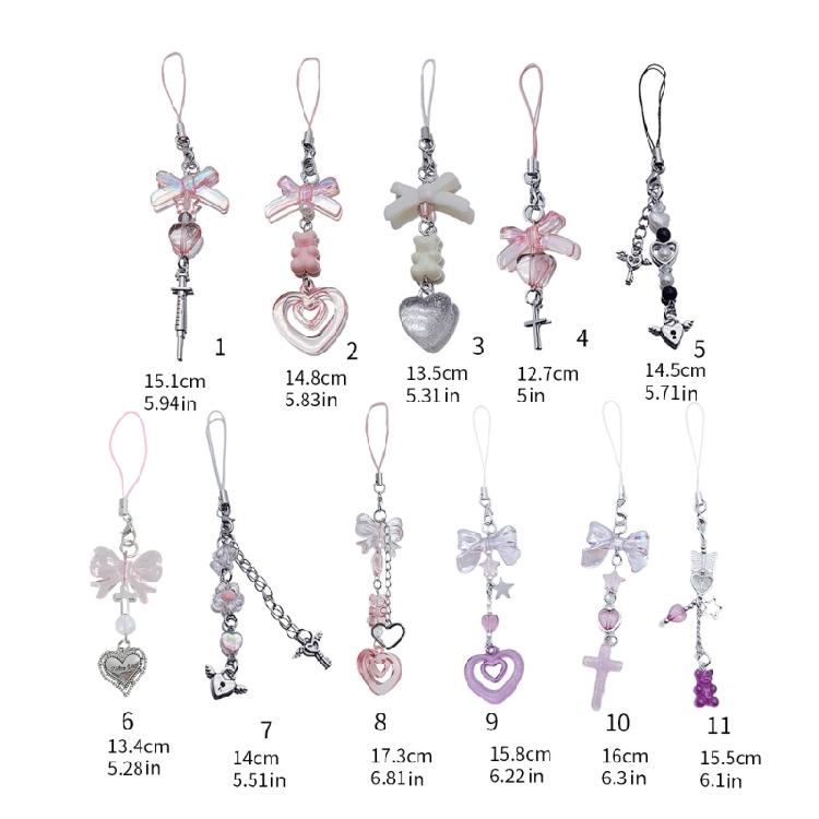 Sweet Cool Bowknot Heart Cross Hanging Pendant Phone Strap Cute Bag Decoration