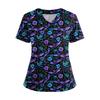 Women's Short Sleeved Solid Color V-neck Buttonable Side Slit Top T-shirt