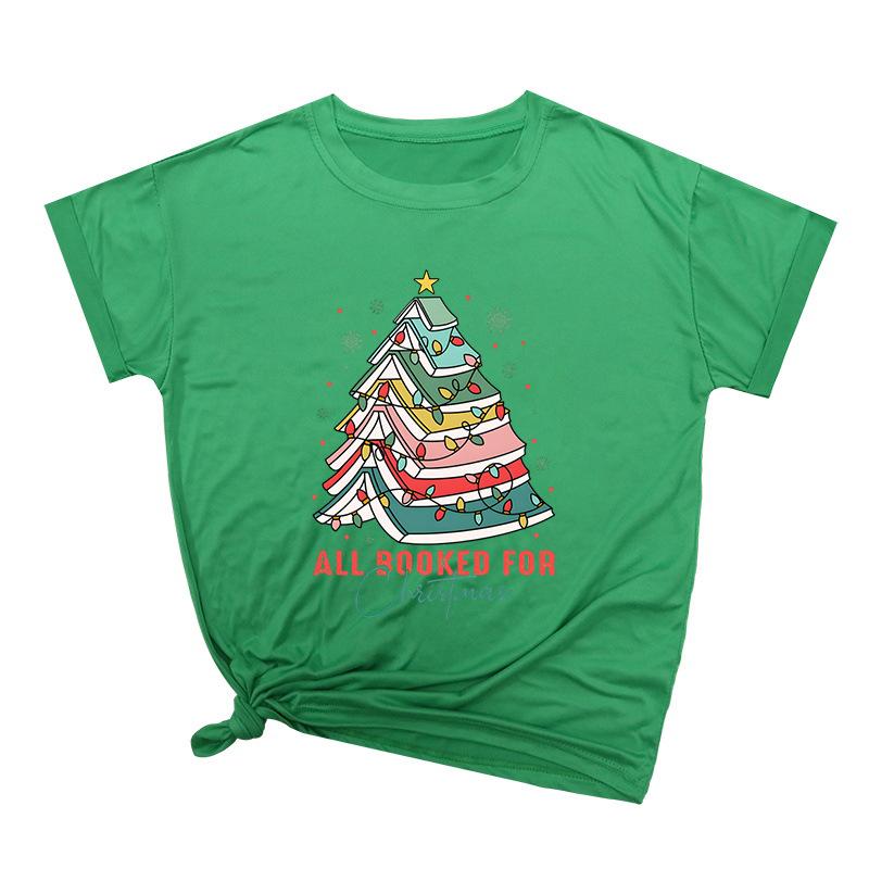 Weihnachtsschleife Kreativ Bedruckt Trendig Baumwoll-Top Lässige Sportbekleidung Locker Damen-T-Shirts Damen