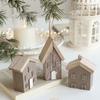 New Wooden Christmas House Pendant Village Pendant DIY Log House Ornament Christmas Drop Ornaments New Year Decor