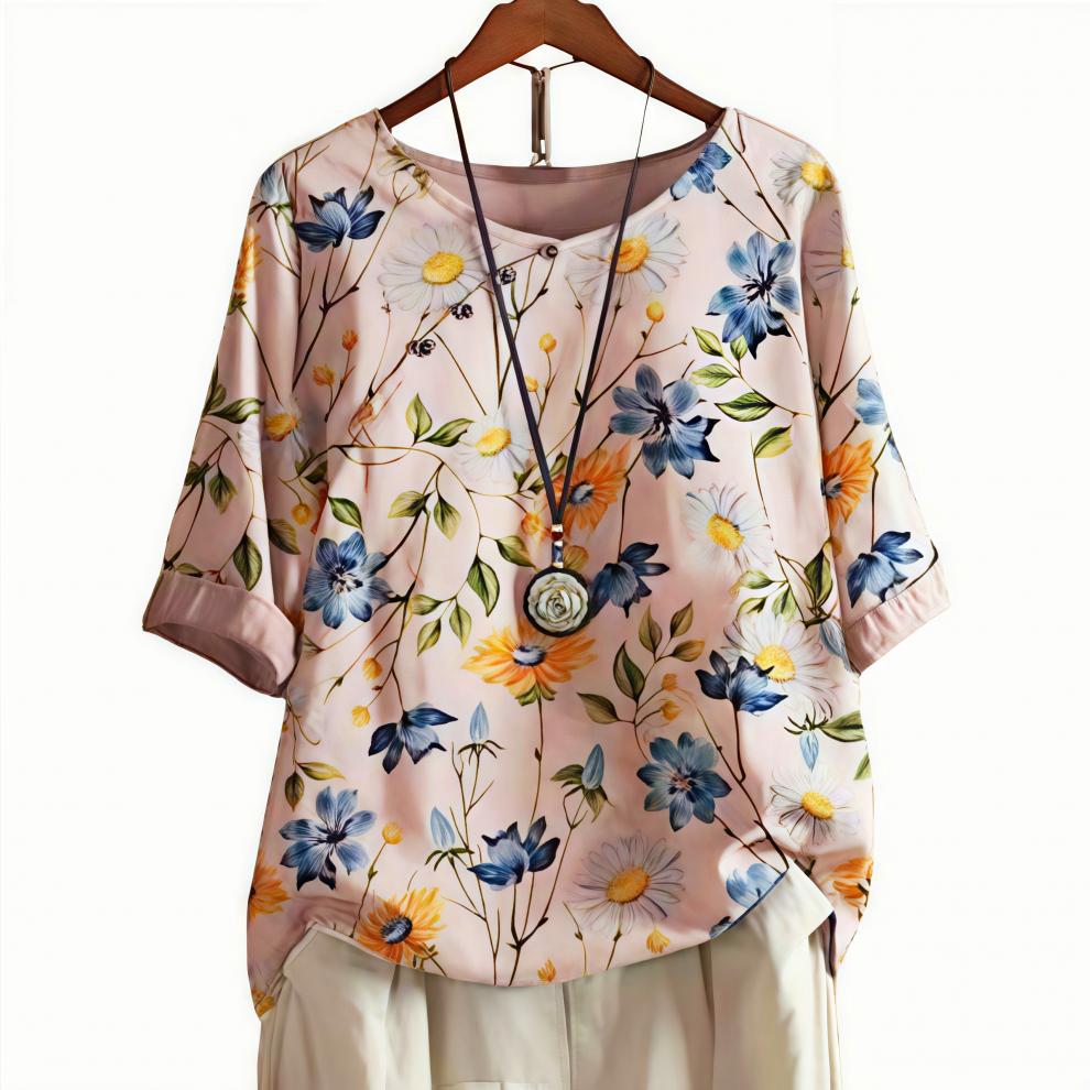 Abbigliamento da donna europeo e americano 1116 primavera ed estate nuovo prodotto stampa retrò cotone e lino manica corta maglietta top donna