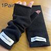 1Pair Cold-proof Wool Fingerless Gloves Half-Finger Flexible Soft Elastic Solid Color Warm Knitted