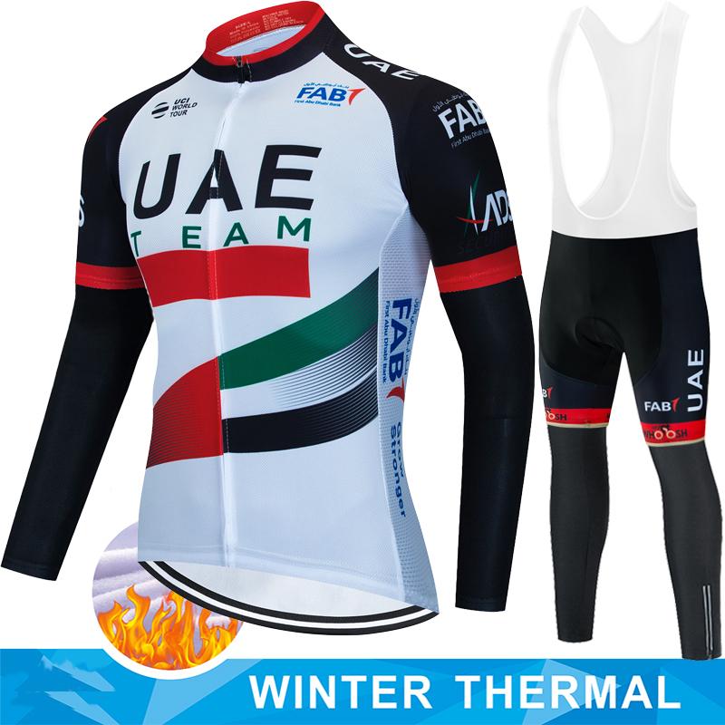 Winter Fleece Cycling Jersey Men's Shirt UAE Thermal Set Clothing Sets Man Clothes 2026 Bib Ciclismo Hombre Bicycle Suit Bike