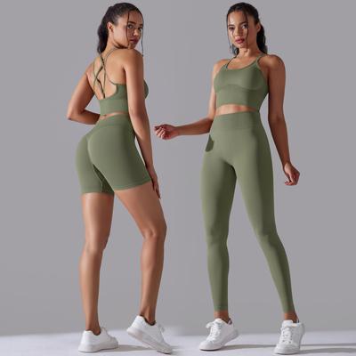 Set nou de pantaloni mulați cu talie înaltă și efect piersică la șolduri, haine sport pentru spate pentru yoga, set de fitness pentru antrenament de alergare, set din două piese pentru femei