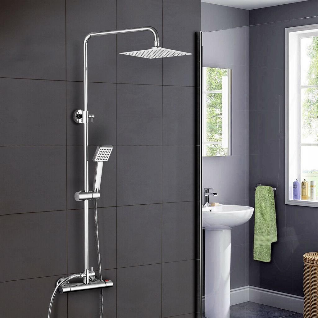 8 Inch Thermostatic Shower Set Hot Cold Shower Faucet Shower Faucet Rain Shower Set Bathtub Round Square Thermostatic Shower Mixer