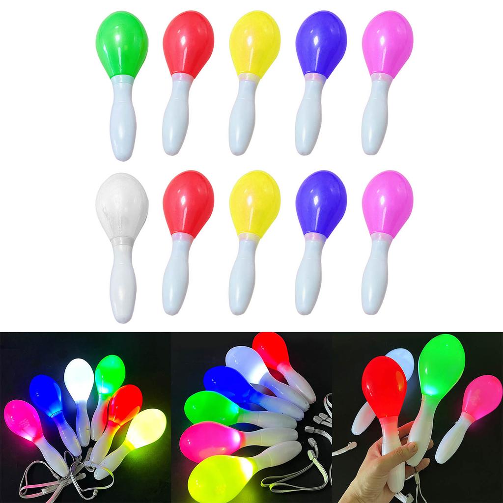 10Pcs Glowing Sand Hammer Toy Flashing Light Lamp KTV Bar Halloween-Carnival Atmosphere Props Hand Shakers LED Maracas