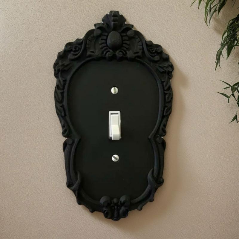 Gothic Style Wall Switches Plate Cover Elegant Decorative Plastic Panel Elegant Black Wall Panel Cover For Home Decoration
