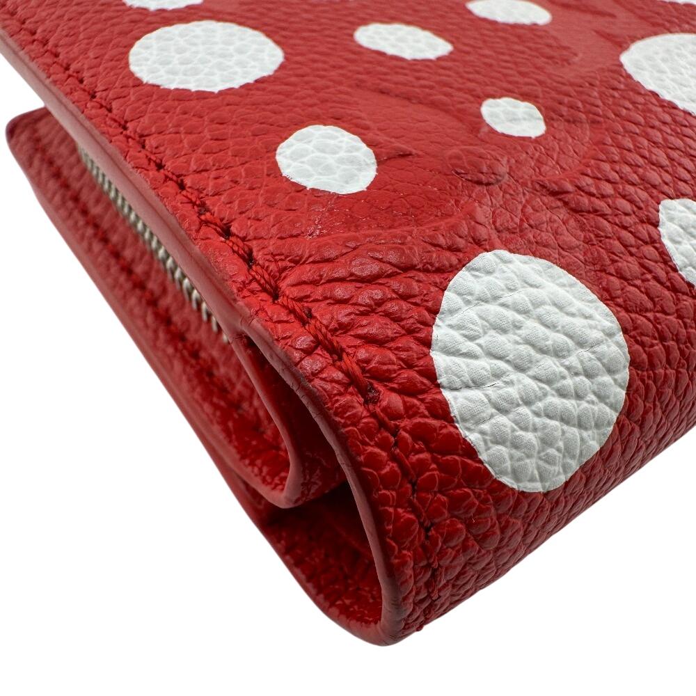 Louis Vuitton M82103 Yayoi Kusama Collaboration Dot Pattern Monogram Ann Platt Leather LVxYK Portefeuille Claire Bifold Wallet Red Leather Women Used