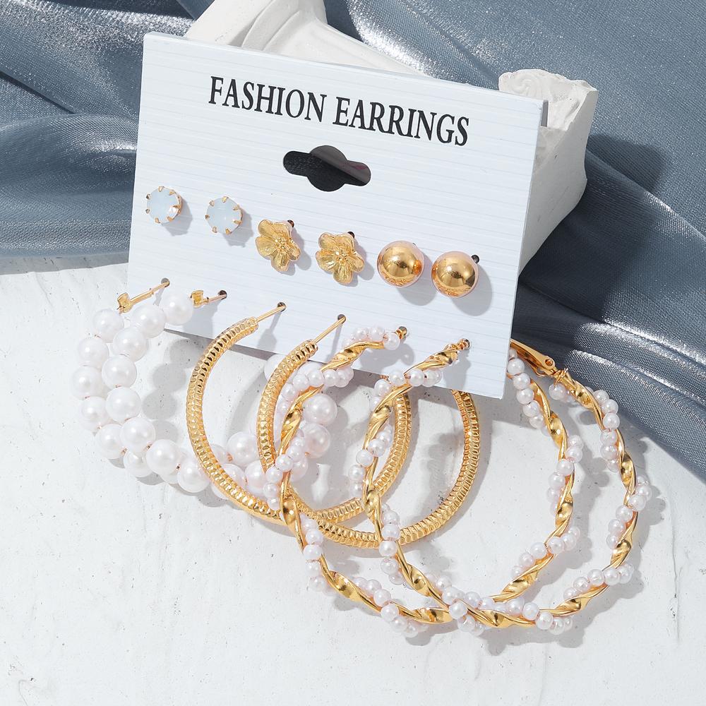 Set de cercei franci de lux din aur 2023, cercei eleganti, set de cercei franci europeni, combinație, cercei pentru card cadou de vacanță pentru femei