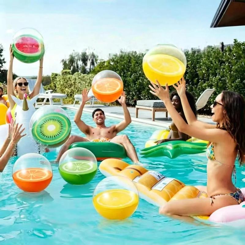 Transparent Pvc Inflatable Fruit Beach Ball Cute Water Play Toy Party Water Balloon For Pool Beach Summer Outdoor Activities