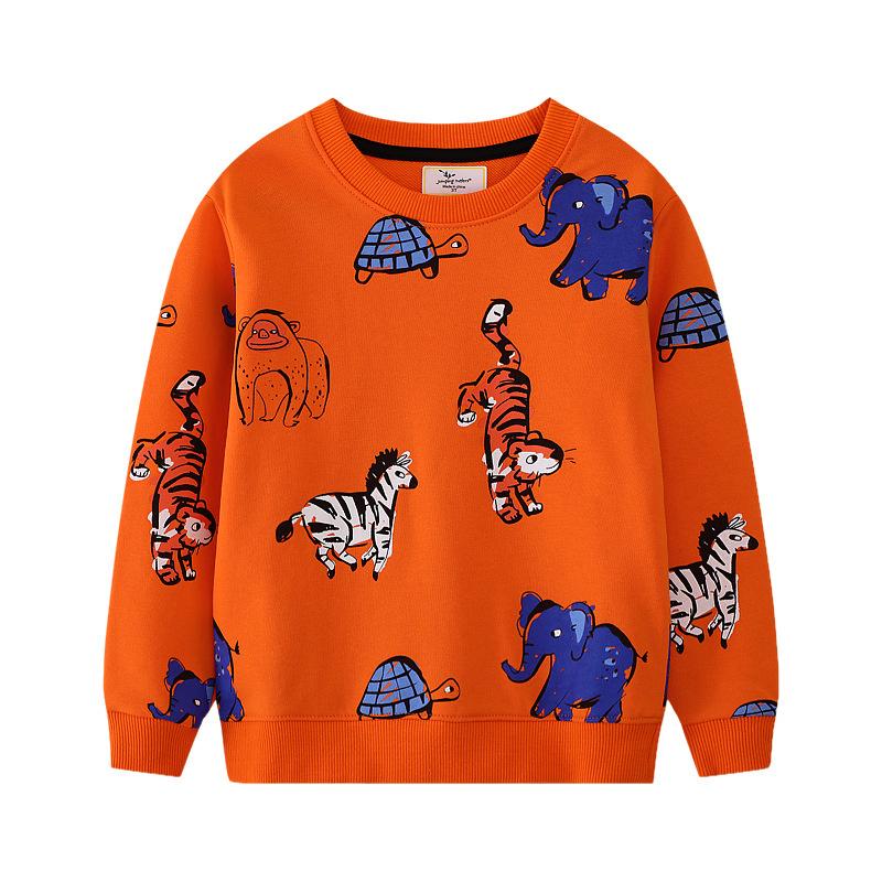Jumping Meters 2-7T Dinosaurs Boys Sweatshirts Animals Print Long Sleeve Baby Hooded Sport Shirts Autumn Spring Clothes