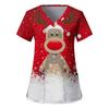 Womens Christmas Nurse Uniforms Print Short Sleeve V Neck Workwear With Pocket Working Nurse Work Wear Overalls Medical Uniforms