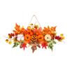Artificial Maple Leaf Pumpkin Hanging Decoration with Pinecones and Berries for Indoor Outdoor Autumn and Halloween Display