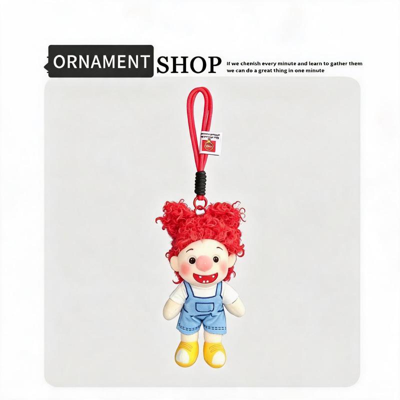 Cute Freckled Boy Plush Keychain Cartoon Afro Doll Pendant Bag Charm Gift Accessory 15cm