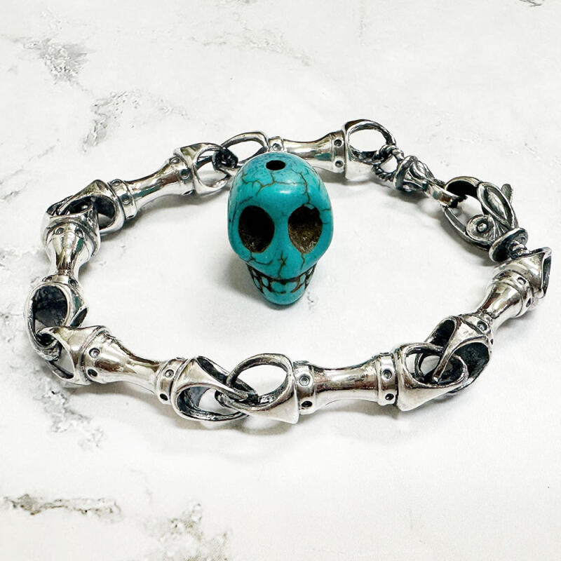 

925 Silver Antique Bones Chain Bracelet P01 P01