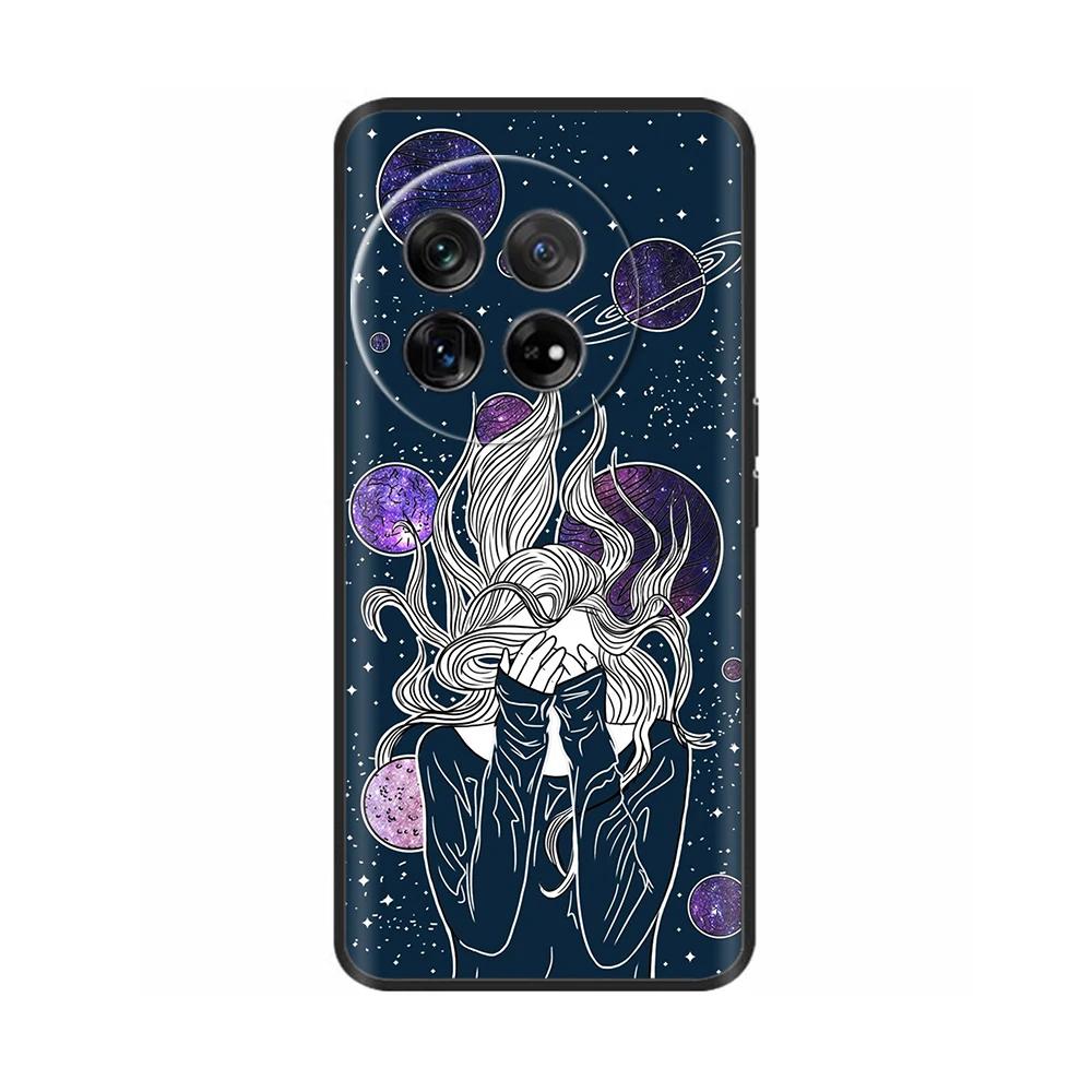 Painted Cover For OnePlus 12 Case Black Silicone Soft Luxury Phone Back Cover For One Plus 12 OnePlus12 5G Fundas Cases Hoesje