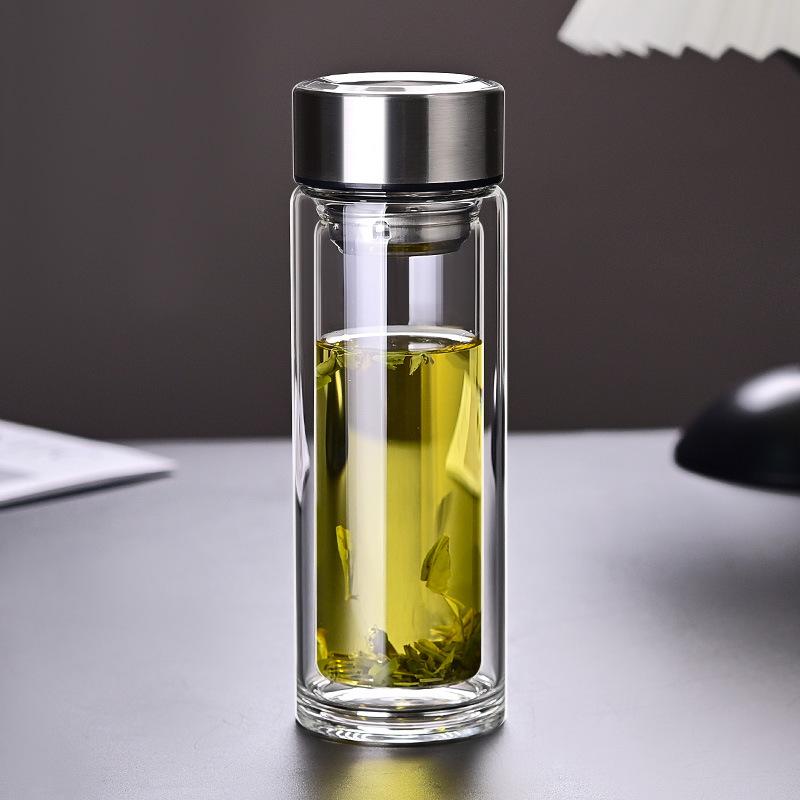 Custom Transparent Double-Walled Glass Cup with Logo - Souvenir Tea Gift Cup High Borosilicate