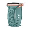 Floral Engraved Strap For Apple Watch Band 40mm 44mm 41mm 49mm 45mm 38mm 42mm Silicone Bracelet Iwatch Series 9 7 Se 6 8 Ultra 2