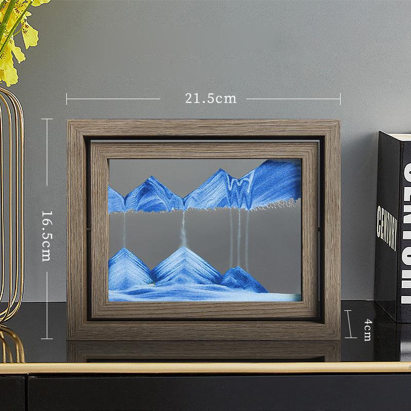3D Sandscape Moving Sand Art Picture Quicksand Liquid Hourglass Glass Wooden Frame Flowing Sand Painting Office Home Decor Gifts