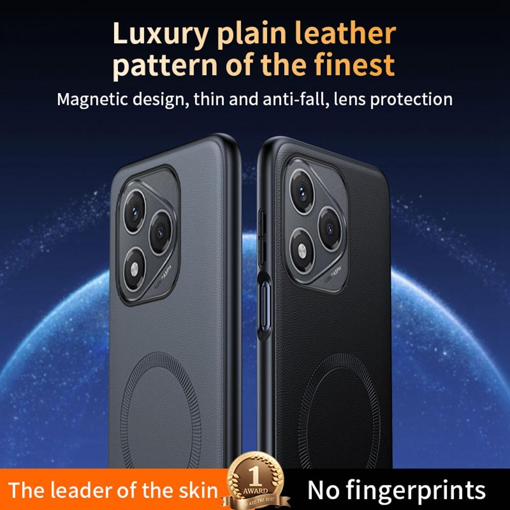 For Honor 400 Lite 5G Case Compatible with MagSafe Leather Coated TPU+PC Phone Cover