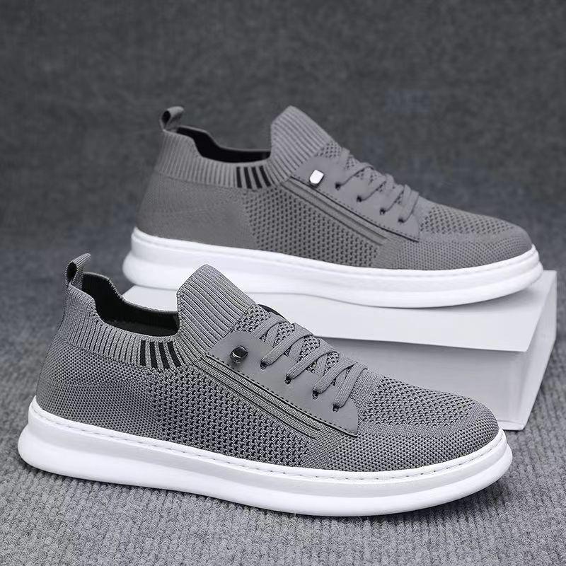 Spring shoes men's flying woven mesh shoes breathable and comfortable versatile sports shoes casual board shoes soft sole lightweight men's shoes