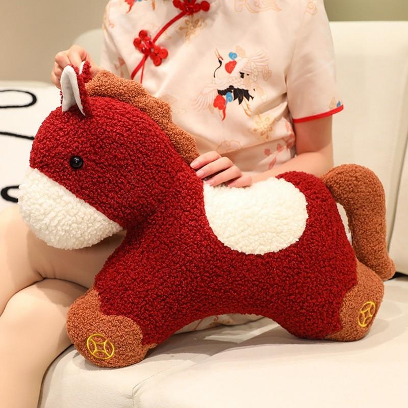 Traditional Chinese Pony Plush Pillow With Pp Cotton Fill For Kids And Home Decor